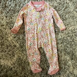 Honest Co. Pink Floral Baby Girl Zip Up Sleeper 0-3 Months